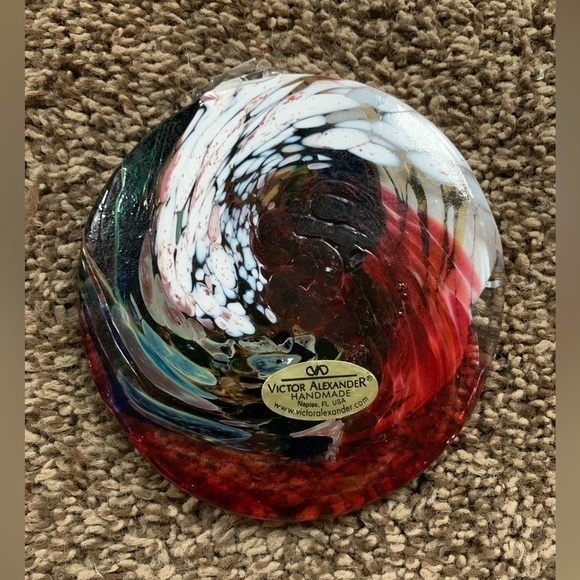 Victor Alexander Handmade Round Coaster Hand Blown Glass - Picture 1 of 3